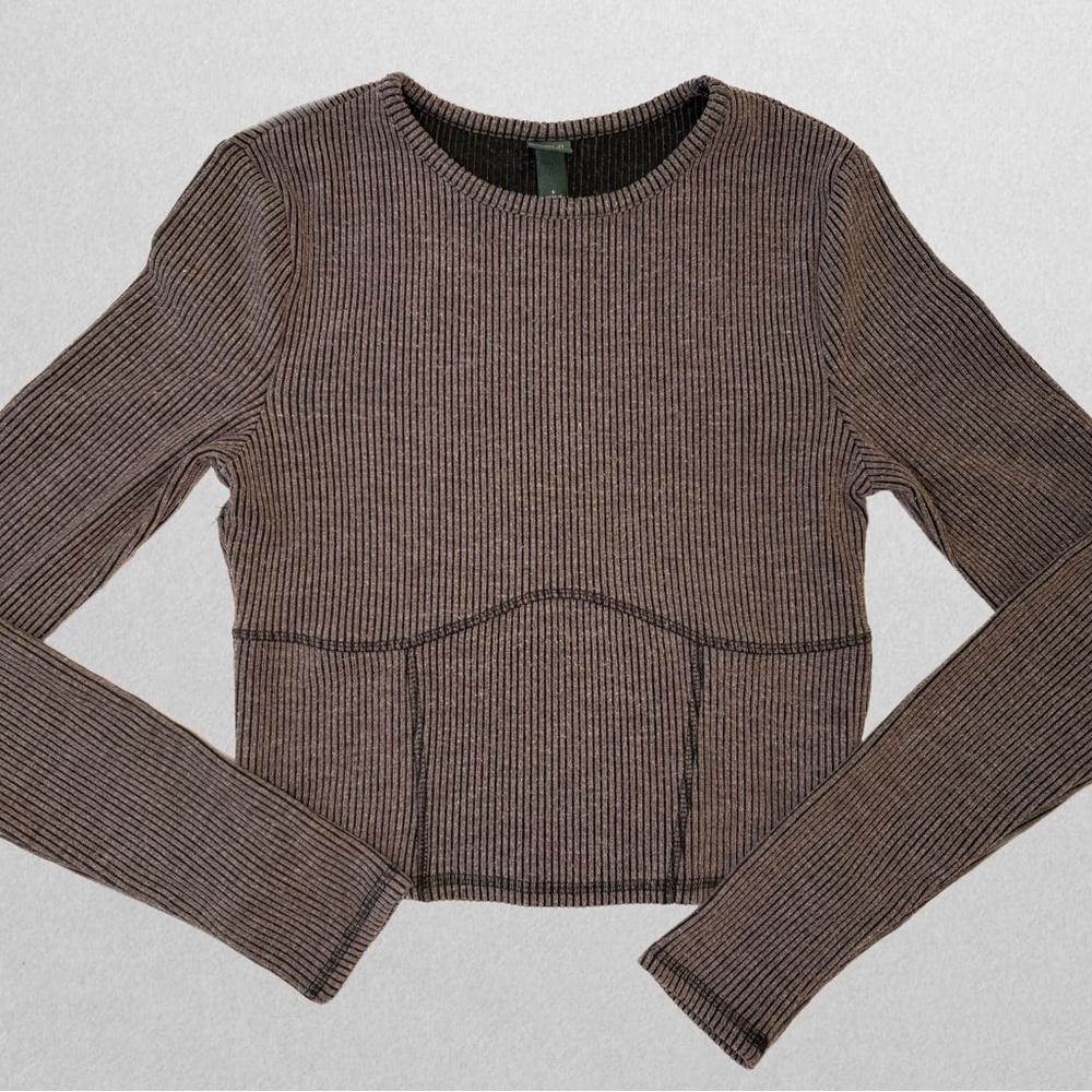 NWOT Wild Fable Charcoal Ribbed Knit Top